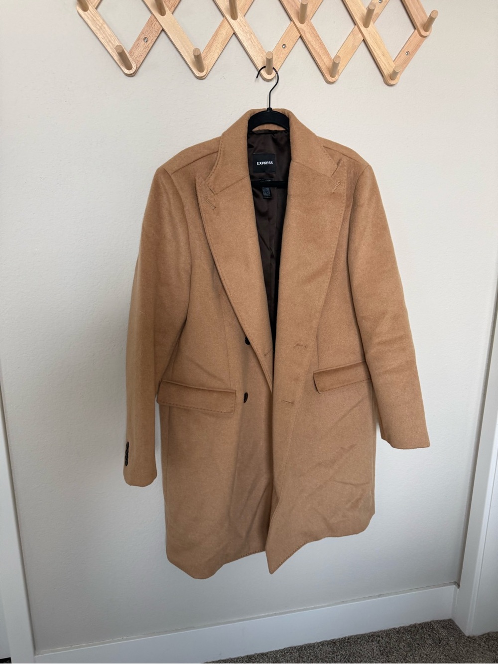 Express Men's Camel Wool-Blend Pea Coat